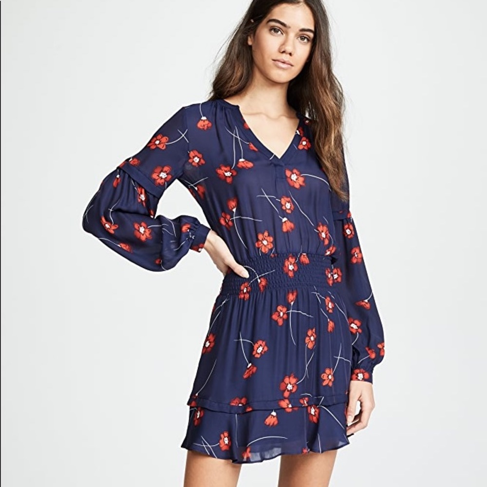 Parker Tyler Dress Aquarius Poppies Navy Floral, M
